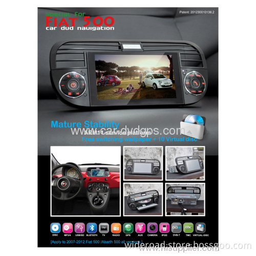 Fiat 500 Car Dvd Gps Bluetooth Radio Bt Steering Wheel Control Ipod Blue&me